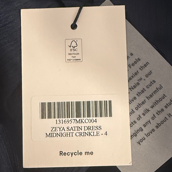 Reformation Zeya Satin Dress Blue - Size 4 - Picture 5 of 5